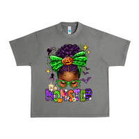 Tornado Halloween Afro Messy Bun Momster Urban Heavy Tee - texasbilliewilder