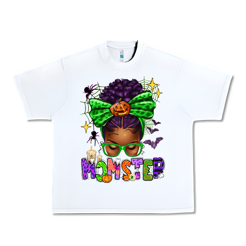 Halloween Afro Messy Bun Momster Urban Heavy Tee by texasbilliewilder | Teevron