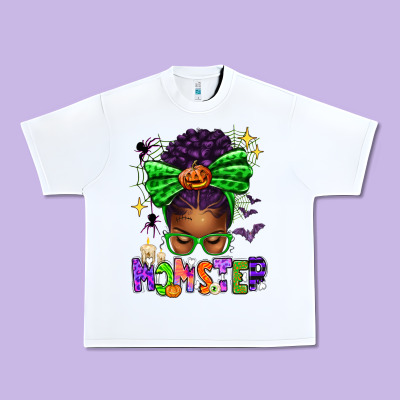 Halloween Afro Messy Bun Momster Urban Heavy Tee Designed By Texasbilliewilder