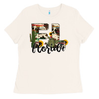 Bone florida state cowhide serape cactus Ladies Tee - RanaPortraitStore