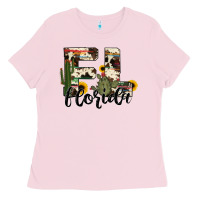 Bubblegum Pink florida state cowhide serape cactus Ladies Tee - RanaPortraitStore