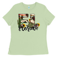 Matcha florida state cowhide serape cactus Ladies Tee - RanaPortraitStore