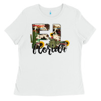 White florida state cowhide serape cactus Ladies Tee - RanaPortraitStore