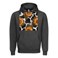 Cowhide Leopard Sunflower Seamless Pattern Zipper Hoodie | Teevron