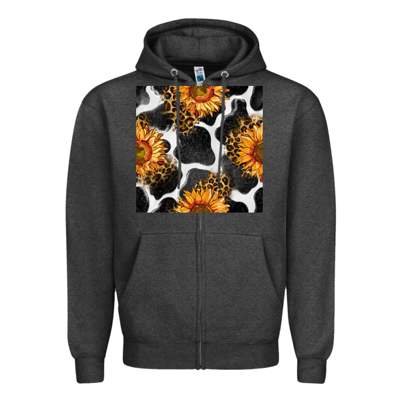 Cowhide Leopard Sunflower Seamless Pattern Zipper Hoodie by BundleAndBundleShop | Teevron
