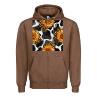 Chestnut cowhide leopard sunflower seamless pattern Zipper Hoodie - BundleAndBundleShop