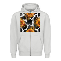 Dove Grey cowhide leopard sunflower seamless pattern Zipper Hoodie - BundleAndBundleShop