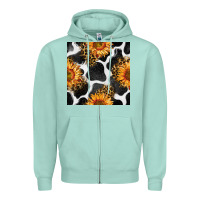 Seafoam cowhide leopard sunflower seamless pattern Zipper Hoodie - BundleAndBundleShop