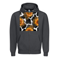 Smoke cowhide leopard sunflower seamless pattern Zipper Hoodie - BundleAndBundleShop