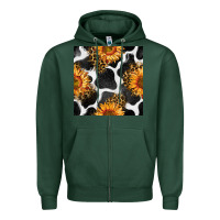 Sports Green cowhide leopard sunflower seamless pattern Zipper Hoodie - BundleAndBundleShop