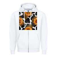 White cowhide leopard sunflower seamless pattern Zipper Hoodie - BundleAndBundleShop