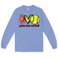Colony Blue Peace love Softball Long Sleeve Tee - HowdyJamesFarm