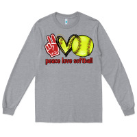 Heather Grey Peace love Softball Long Sleeve Tee - HowdyJamesFarm