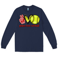 Navy Peace love Softball Long Sleeve Tee - HowdyJamesFarm