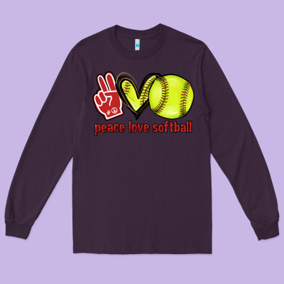 Peace Love Softball Long Sleeve Tee Designed By Howdyjamesfarm
