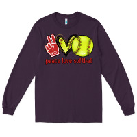 Plum Peace love Softball Long Sleeve Tee - HowdyJamesFarm