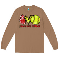 Toasted Coconut Peace love Softball Long Sleeve Tee - HowdyJamesFarm