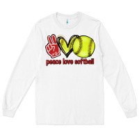 White Peace love Softball Long Sleeve Tee - HowdyJamesFarm