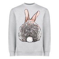 Heather Grey Easter bunny back view Heavyweight Sweatshirt - OliviaCreatesArt