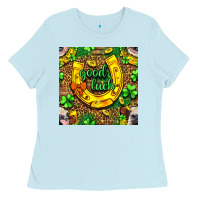 Baby Blue St. Patricks good luck with cow digital paper Ladies Tee - BundleAndBundleShop
