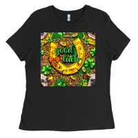 Black St. Patricks good luck with cow digital paper Ladies Tee - BundleAndBundleShop