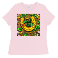 Bubblegum Pink St. Patricks good luck with cow digital paper Ladies Tee - BundleAndBundleShop
