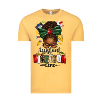 Vintage Mustard assistant director life afro messy bun Vintage Tee - texasbilliewilder