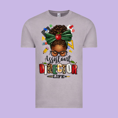 Assistant Director Life Afro Messy Bun Vintage Tee Designed By Texasbilliewilder