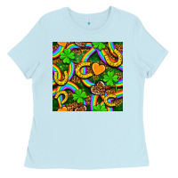 Baby Blue St. Patricks rainbow seamless Ladies Tee - BundleAndBundleShop