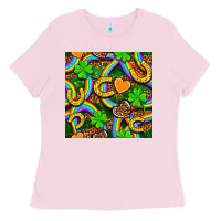 Bubblegum Pink St. Patricks rainbow seamless Ladies Tee - BundleAndBundleShop