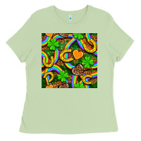 Matcha St. Patricks rainbow seamless Ladies Tee - BundleAndBundleShop