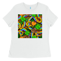 White St. Patricks rainbow seamless Ladies Tee - BundleAndBundleShop