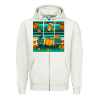 Oatmeal Heather autumn seamless pattern Zipper Hoodie - BundleAndBundleShop