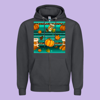 Autumn Seamless Pattern Zipper Hoodie Designed By Bundleandbundleshop