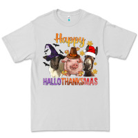 Dove Grey Happy Hallothanksmas Farm Animal Premium Tee - BundleAndBundleShop