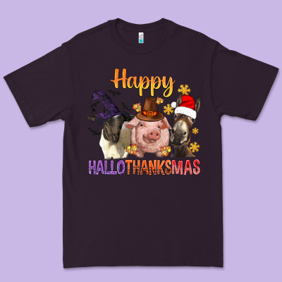 Happy Hallothanksmas Farm Animal Premium Tee Designed By Bundleandbundleshop
