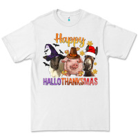 White Happy Hallothanksmas Farm Animal Premium Tee - BundleAndBundleShop