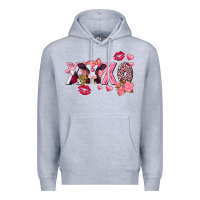 Heather Grey Xoxo Baby Cow Valentine's Day Premium Hoodie - FaDigitalArtStudio