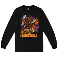 Black Messy bun Basketball girl Long Sleeve Tee - HowdyJamesFarm
