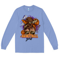 Colony Blue Messy bun Basketball girl Long Sleeve Tee - HowdyJamesFarm