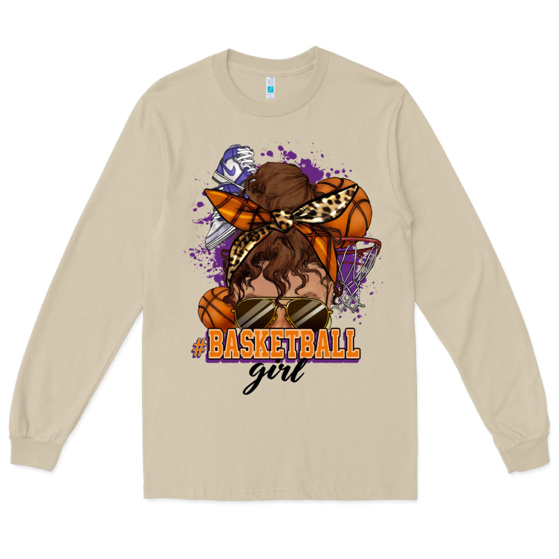 Messy Bun Basketball Girl Long Sleeve Tee by HowdyJamesFarm | Teevron