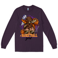 Plum Messy bun Basketball girl Long Sleeve Tee - HowdyJamesFarm