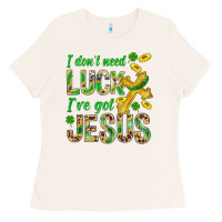 Bone I Don't Need Luck I've Got Jesus St. Patricks Ladies Tee - BundleAndBundleShop