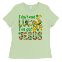 Matcha I Don't Need Luck I've Got Jesus St. Patricks Ladies Tee - BundleAndBundleShop