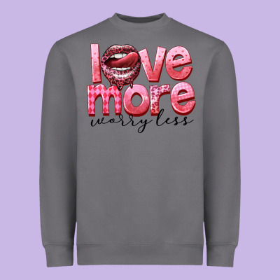 Love More Worry Less Heavyweight Sweatshirt Designed By Fadigitalartstudio