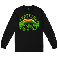 Black Feeling lucky with rainbow Long Sleeve Tee - RanaPortraitStore