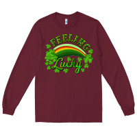 Burgundy Feeling lucky with rainbow Long Sleeve Tee - RanaPortraitStore