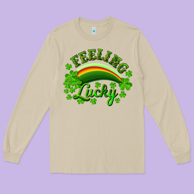 Feeling Lucky With Rainbow Long Sleeve Tee Designed By Ranaportraitstore