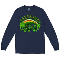 Navy Feeling lucky with rainbow Long Sleeve Tee - RanaPortraitStore