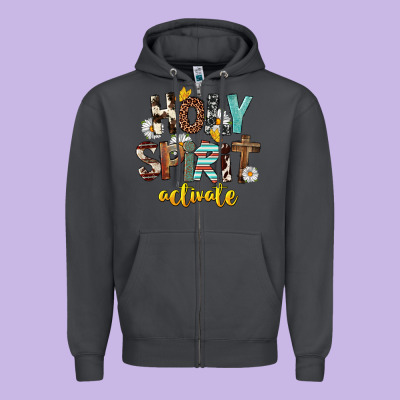 Holy Spirit Activate Zipper Hoodie Designed By Fadigitalartstudio